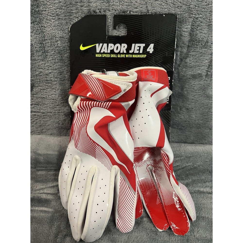 VTG 2015 Nike Vapor Jet 4 Football Gloves Youth S White Red GF0498 100 Deadstock